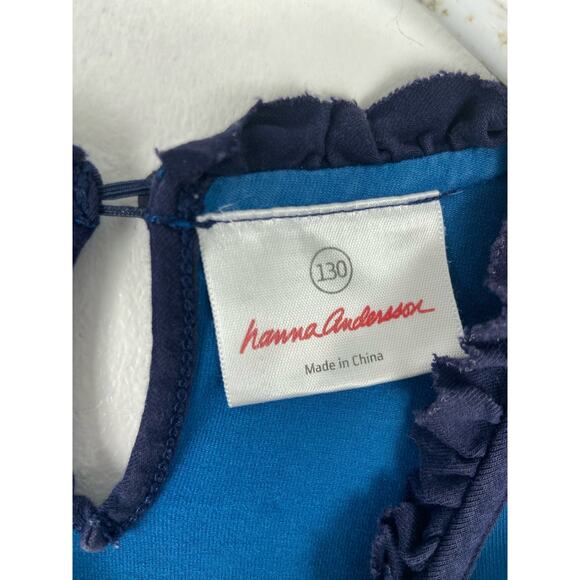 Hanna Andersson 130 Colorblock Dress Girls 8 Short Ruffle Cap Slvs Keyhole Back - Picture 6 of 12